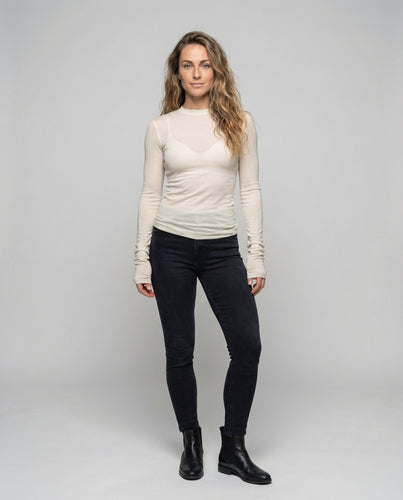 Damen Basic-Langarmshirt Extra Lange Bündchen