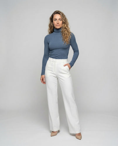Damen Rollkragenoberteil Transparenter Stretchjersey