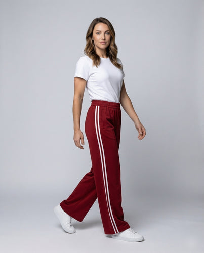 Damen Seitenstreifen-Palazzohose Weites Bein