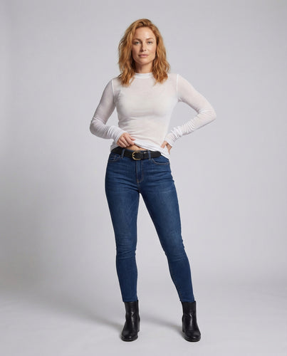 Damen Mesh-Layering-Longsleeve Figurformend