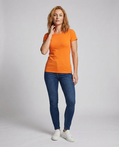 Damen Baumwoll-Basics Rundhalsausschnitt