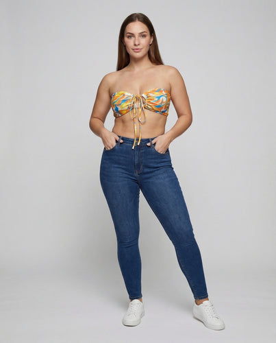 Damen Bandeau-Top Zentrale Raffung
