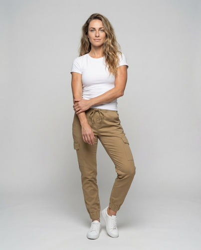 Damen Taillierte Cargohose Joggingstil