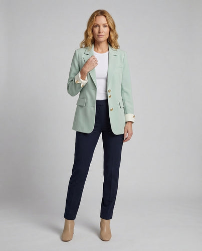 Damen Satingefütterter Blazer Kontrastmanschetten