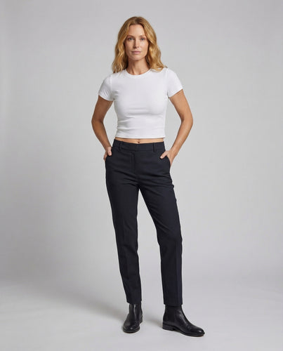 Damen Geripptes Crop-Top Rundhalsausschnitt