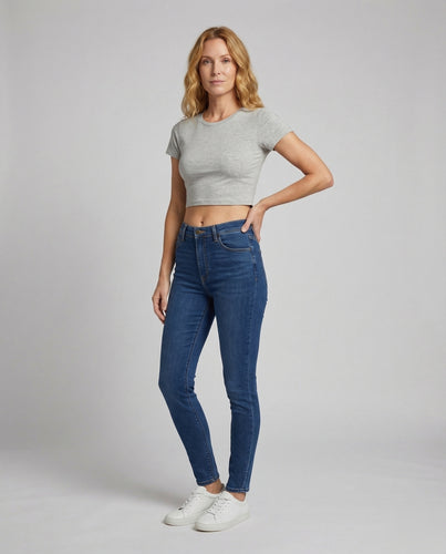 Damen Tailliertes Stretch-Oberteil Kurzarm