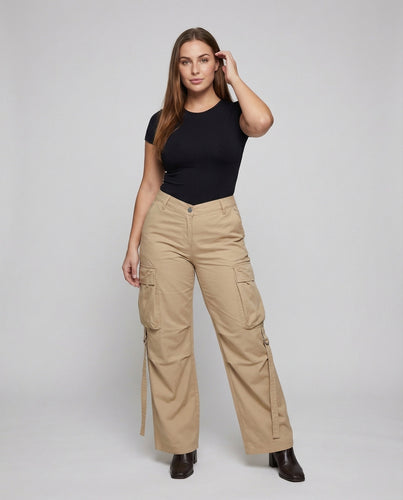 Damen Relax-Cargohose Kordel-Saum