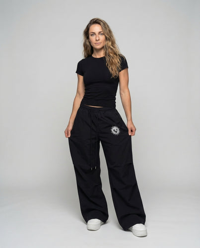 Damen Ultrabreite Pluderhose Sonnenstickerei