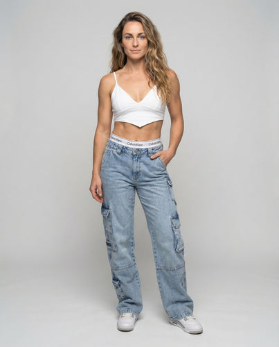Damen Utility-Jeans Verstärkte Knieabnäher