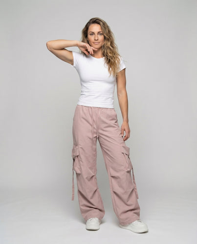 Damen Weite Cargohose Seitliche Bindebänder