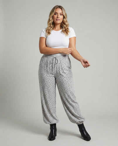 Damen Relax-Hose Saumrüschendetail