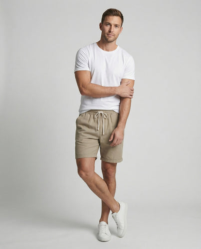 Herren Leinenoptik-Shorts Gekrempelter Saum