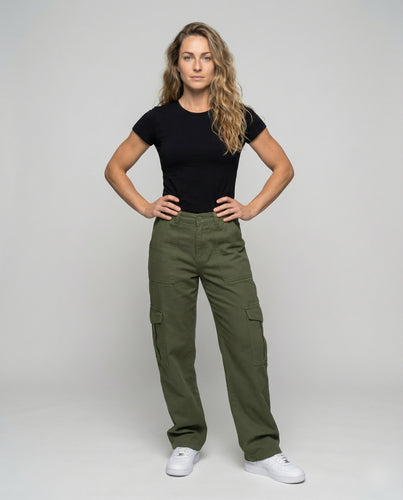 Damen Cargohose Locker Hohe Taille Casual