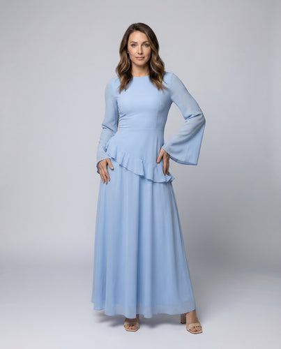 Damen Abendkleid Taillierte Volant-Passe