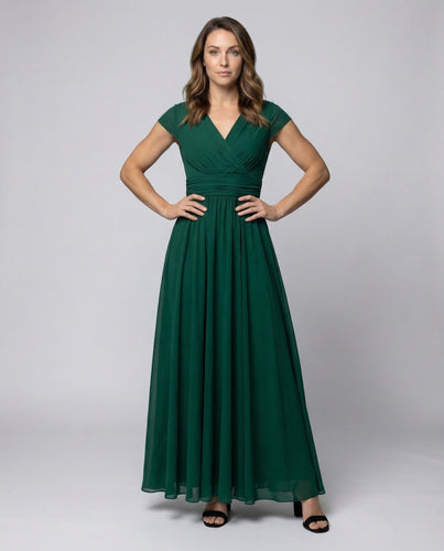 Damen Abendkleid V-Ausschnitt Wickelbund