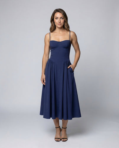 Damen Bustier-Midikleid Voluminöser Tellerrock