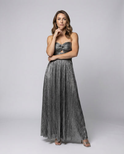 Damen Trägerloses Plissee-Abendkleid Gedrehtes Bustier