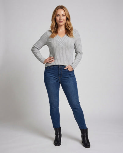 Damen Feinstrickpullover Rippenstruktur Verlängerter Saum