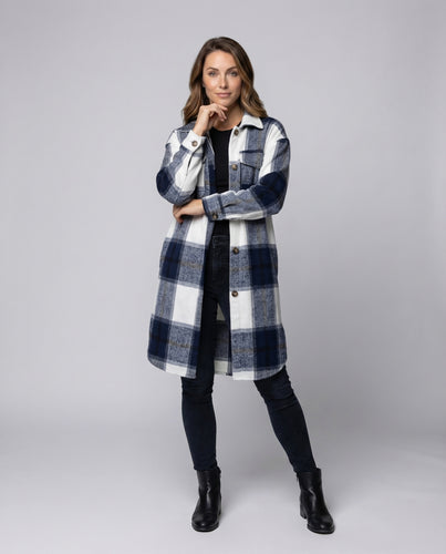 Damen Karierte Hemdjacke Aufgesetzte Brusttaschen