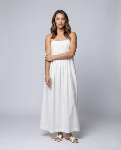 Damen Maxikleid Kellerfalten Spaghettiträger