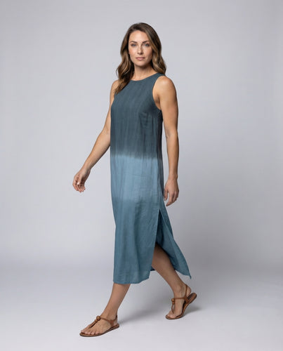 Damen ärmelloses Maxikleid Seitlichem Schlitz