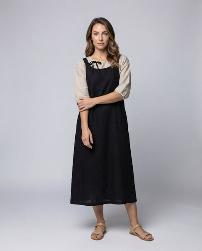 Damen Leinen-Latzkleid Lockere A-Linie