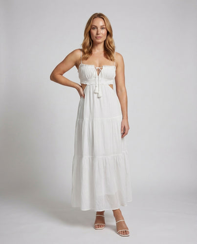 Damen Maxikleid Seitliche Ausschnitte Gerafftes Bustier