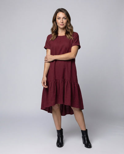 Damen Stufenkleid Asymmetrischer Volant-Saum