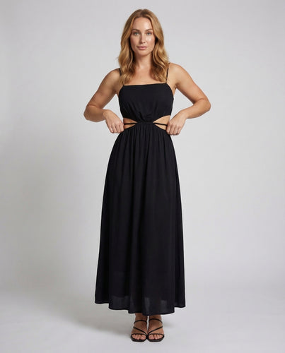Damen Midikleid Seitliche Cut-Outs Spaghettiträger