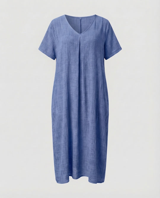 Damen Musselin-Maxikleid Lockerer Kaftan-Schnitt