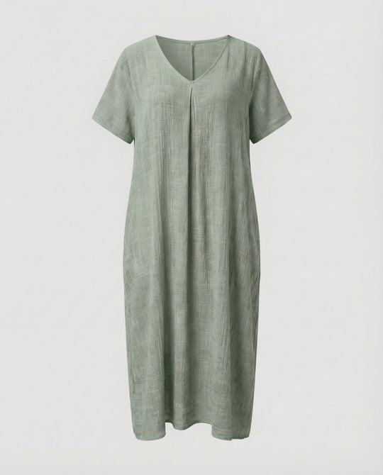 Damen Musselin-Maxikleid Lockerer Kaftan-Schnitt