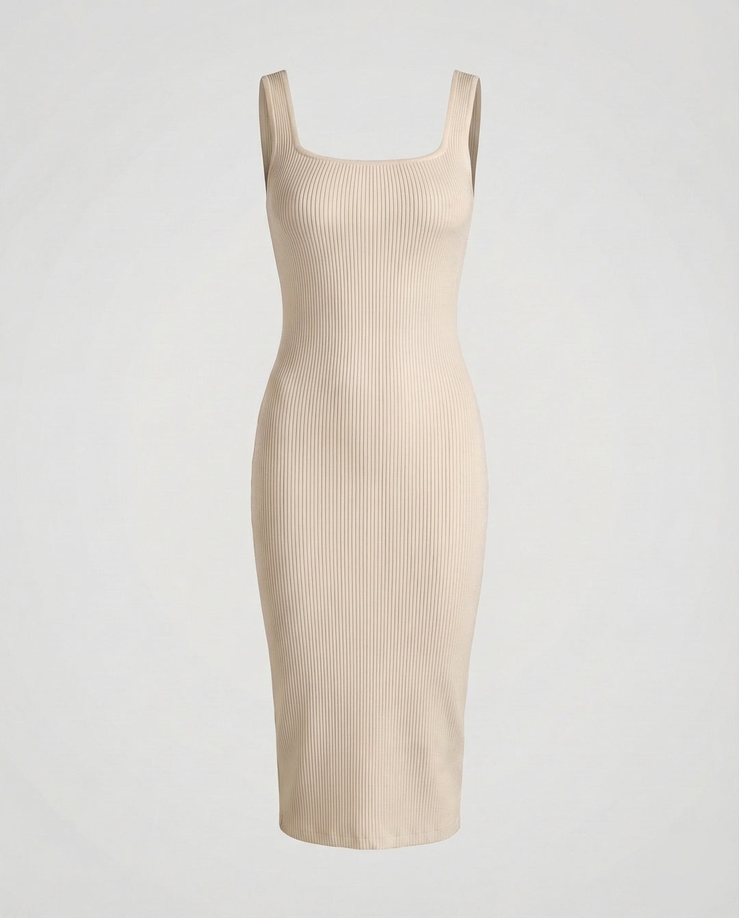 Damen Rippstrick-Midikleid Figurformend