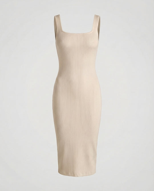 Damen Rippstrick-Midikleid Figurformend