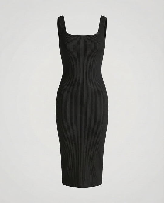 Damen Rippstrick-Midikleid Figurformend