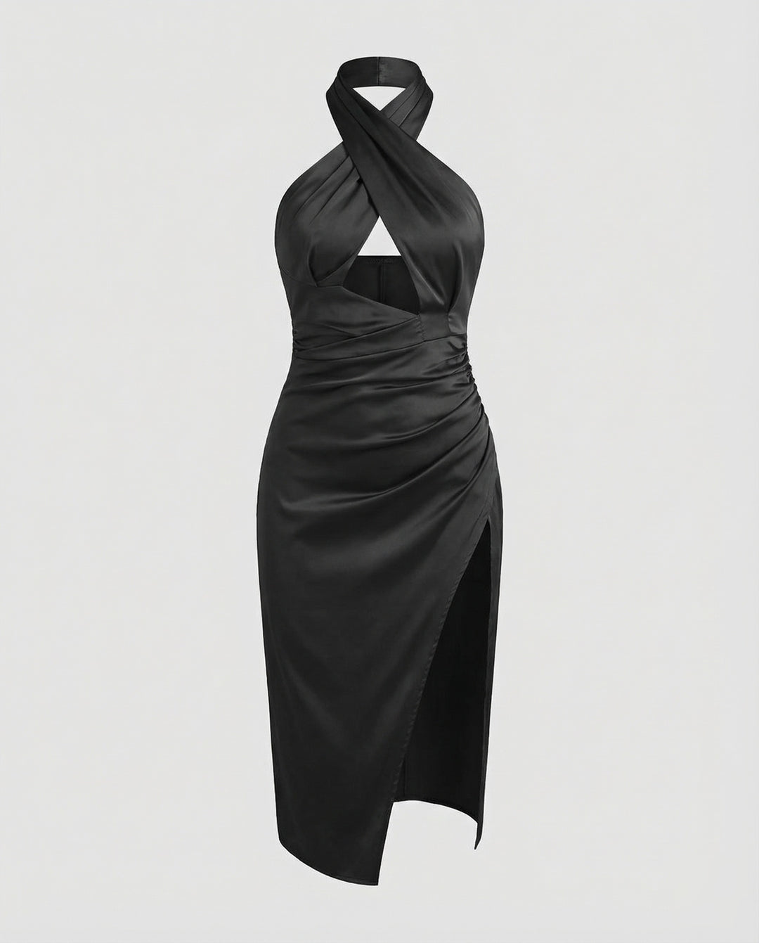 Damen Neckholder-Midikleid Hoher Seitenschlitz