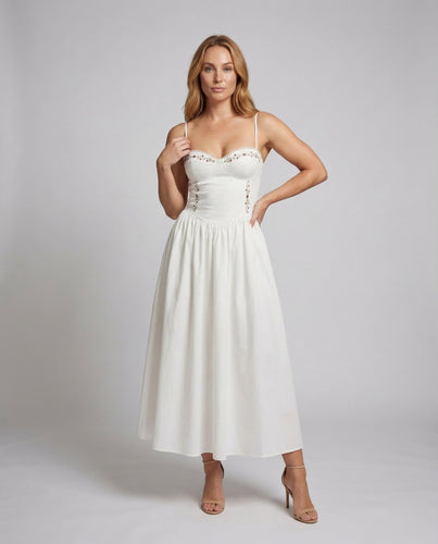 Damen Midikleid Schiffchen-Ausschnitt Tellerrock