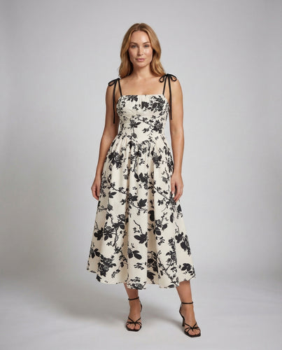 Damen Swingkleid Schleifenträger Tellerrock