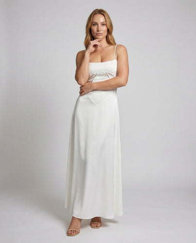 Damen Satin-Abendkleid Spitz zulaufende Korsage