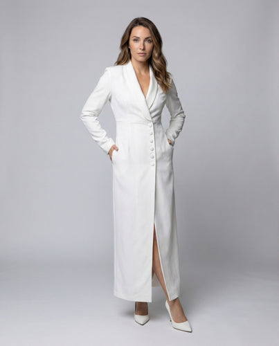 Damen Abendkleid Wickeloptik Smoking-inspiriert