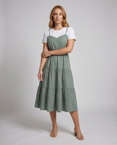 Damen Stufiges Trägerkleid Lagenlook-Optik