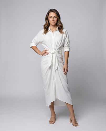 Damen Hemd-Wickelkleid Knotenfront Tulpen-Rock