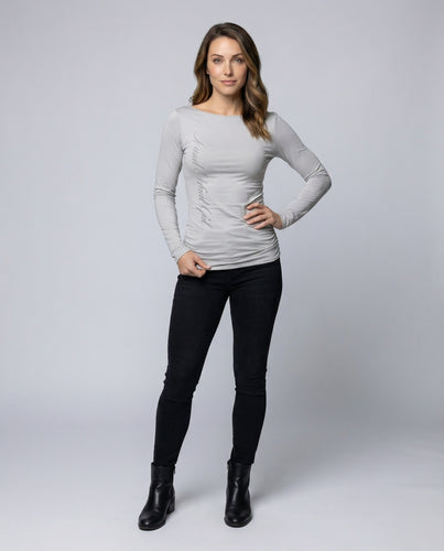 Damen Langarmshirt Stretchjersey Schriftzug-Print