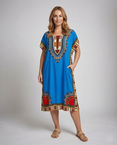 Damen Ethno-Kaftan Kleid Oversize-Schnitt