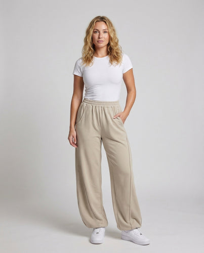 Damen Sweat-Hose Ballon-Schnitt Kräuselbund