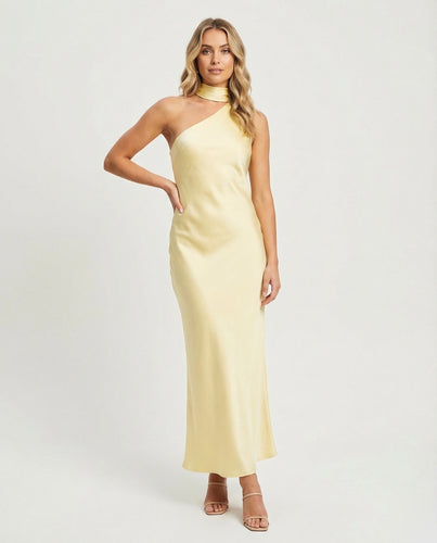 Damen Abendkleid Einschultrig Schräge Drapierung