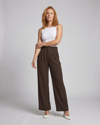 Damen Anzug-Palazzohose Bundfalten Hohe Taille