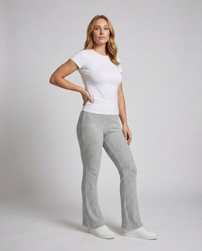 Damen gerippte Slim-Fit-Strickhose