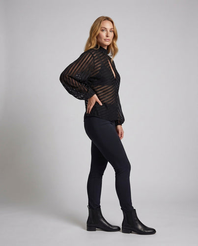 Damen halbtransparente Mesh-Bluse