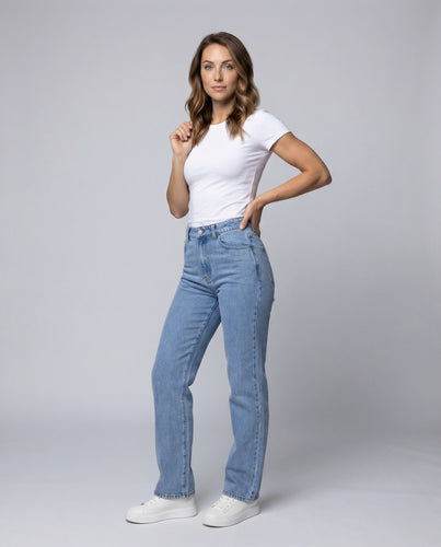 Damen hochgeschnittene Retro-Jeans