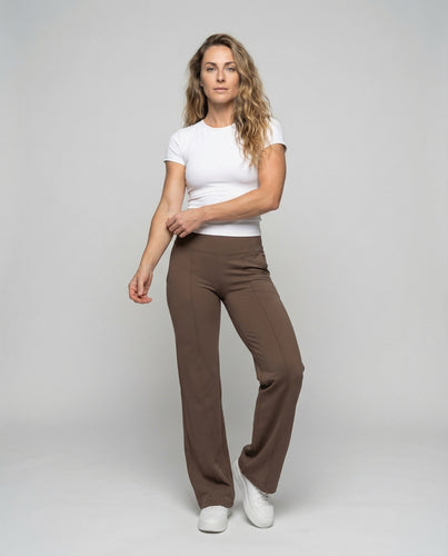 Damen fließende hochgeschnittene Jersey-Palazzohose